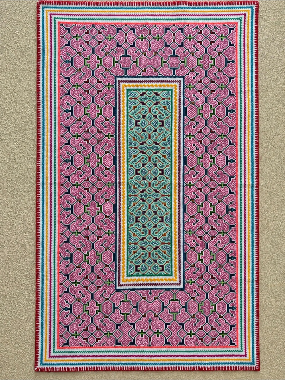 Authentic Shipibo-Konibo Hand-Embroidered Tapestry | Altar Cloth Large 33.5”x54”